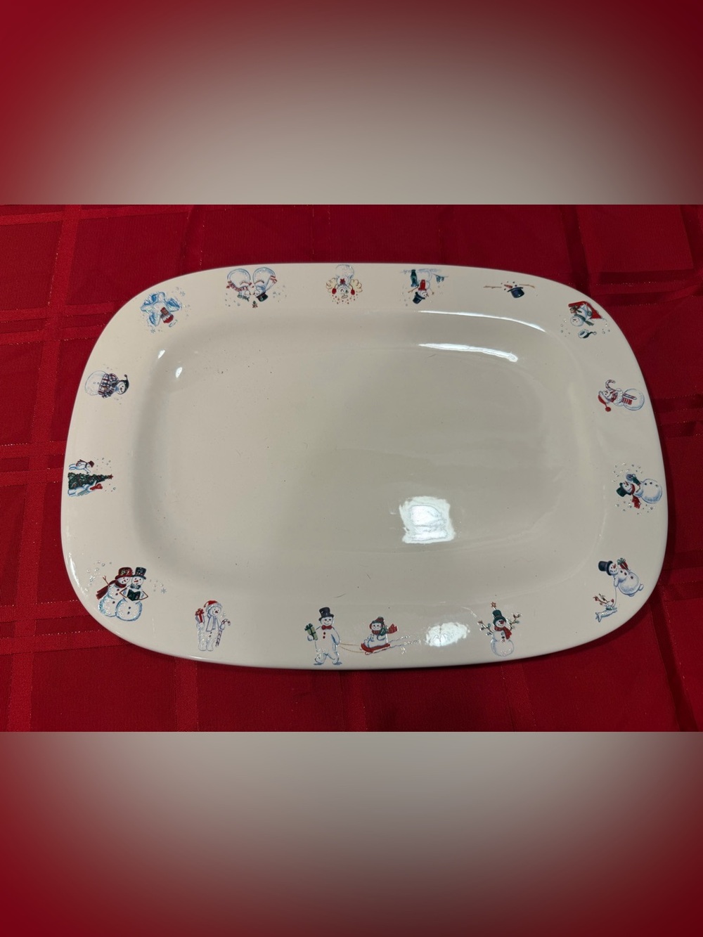 15”x10” 1999 BATH & BODY WORKS SNOWMAN SERVING TRAY PLATTER
